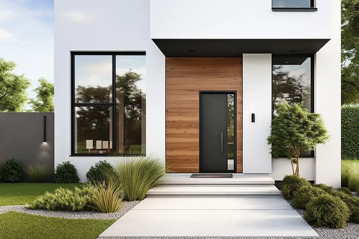Entrée moderne avec porte noire