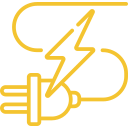 Icône de prise électrique avec éclair